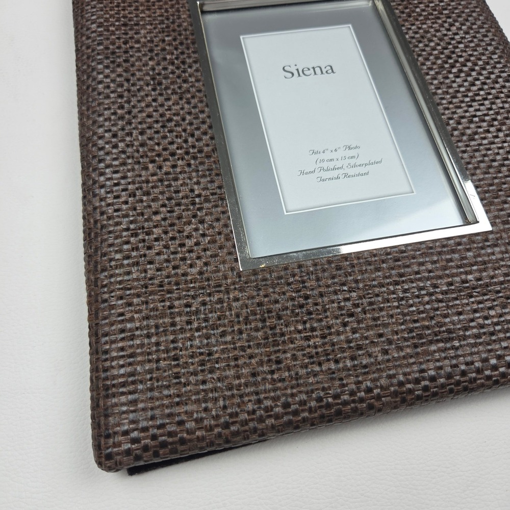 Siena Silverplate Rattan Brown 4x6 Picture Photo Frame Tabletop Wall Coastal